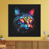 Niedliche Neon Cat Leinwanddruck (Insitu (Wohnzimmer))