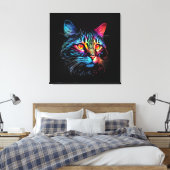 Niedliche Neon Cat Leinwanddruck (Insitu (Schlafzimmer))