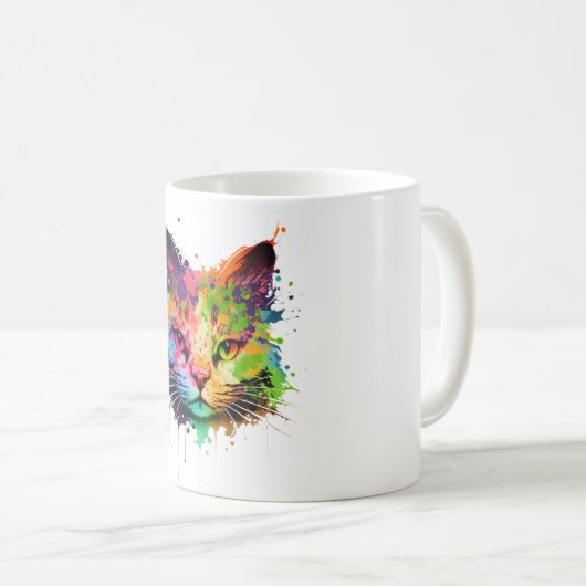 Niedliche Neon Ink Cat Kaffeetasse (VorderseiteRechts)