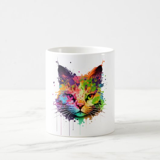 Niedliche Neon Ink Cat Kaffeetasse (Mittel)