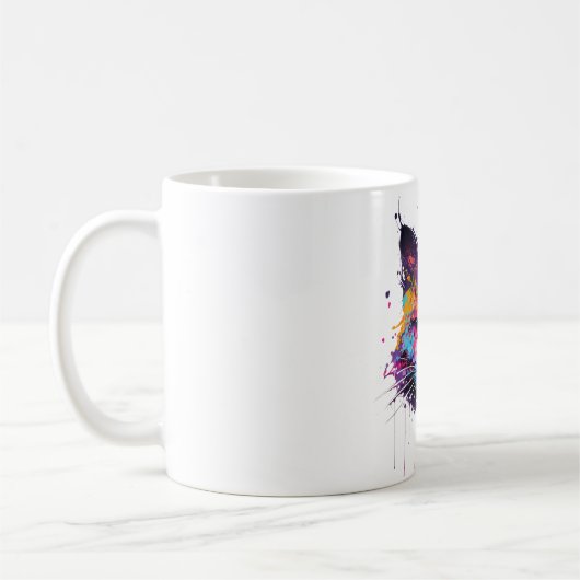 Niedliche Neon Ink Cat Kaffeetasse (Links)