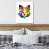 Niedliche Neon Ink Cat Leinwanddruck (Insitu (Schlafzimmer))