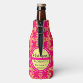 Niedliche Neon Pink Wedding Party Gönnen Personali Flaschenkühler (Flasche Rückseite)