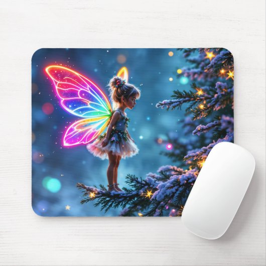 Niedliche Neonflügel aus Weihnachtsmärchen Mousepad (Mit Mouse)