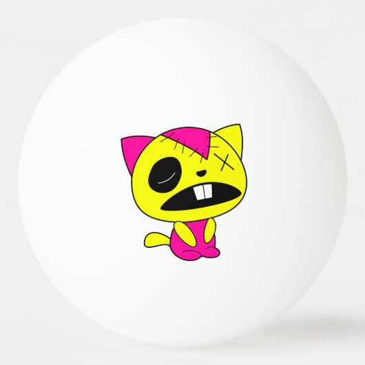 Niedliche Neonzombiekitty-Katze Tischtennisball (Vorderseite)
