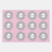 Niedliche Nest- und Eierinitialen und Name Rosa Geschenkpapier Set (Vorderseite)