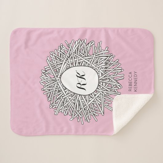 Niedliche Nest- und Eierinitialen und Name Rosa Sherpadecke (Vorderseite (Horizontal))