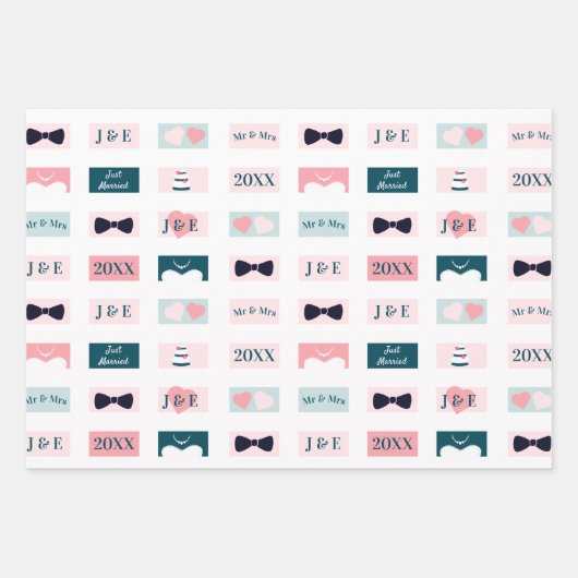 Niedliche Neuauflage von Mr. and Mrs Initials Whit Geschenkpapier Set (Vorderseite 3)