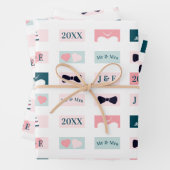 Niedliche Neuauflage von Mr. and Mrs Initials Whit Geschenkpapier Set (Beispiel)