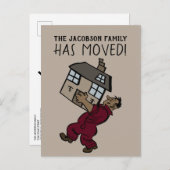Niedliche neue Adresse des fahrenden Mannes Ankündigungspostkarte (Vorne/Hinten)