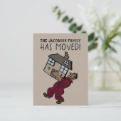 Niedliche neue Adresse des fahrenden Mannes Ankündigungspostkarte (Stehend Vorderseite)