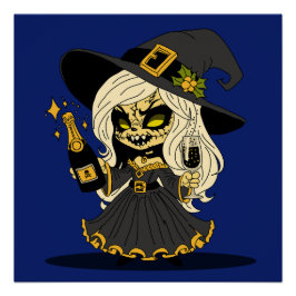 Niedliche neue Jahre Hexe Poster