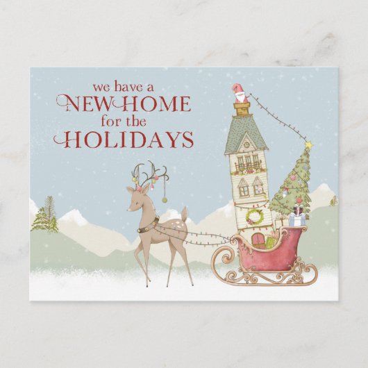 Niedliche neue Zuhause Address Holiday Weihnachten Ankündigungspostkarte (Vorderseite)
