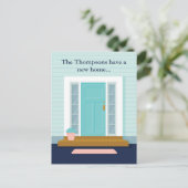 Niedliche neue Zuhause Aquamarine Tür Wir haben di Postkarte (Stehend Vorderseite)