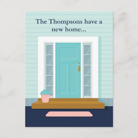 Niedliche neue Zuhause Aquamarine Tür Wir haben di Postkarte (Vorderseite)