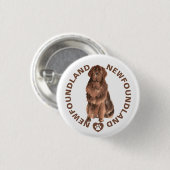 Niedliche Neufundland Hunde Zucht Wasserfarben Button (Vorne & Hinten)