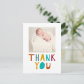 niedliche Neugeborenendusche Danke farbiges Foto Postkarte (Stehend Vorderseite)