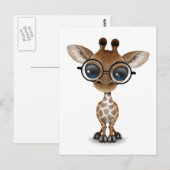 Niedliche Neugierige Baby Giraffe mit Brille Postkarte (Vorne/Hinten)