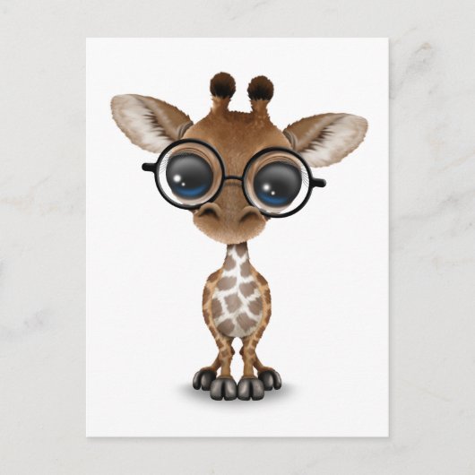 Niedliche Neugierige Baby Giraffe mit Brille Postkarte (Vorderseite)