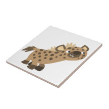 Niedliche Neugierige Cartoon Hyena Tile