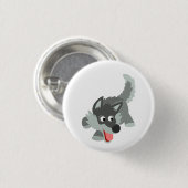 Niedliche Neugierige Cartoon Wolf Button Abzeichen (Vorne & Hinten)