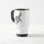 Niedliche neugierige Cartoon-Wolf-Pendler-Tasse Reisebecher (Vorderseite Links)