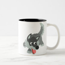 Niedliche Neugierige Cartoon Wolf Tasse
