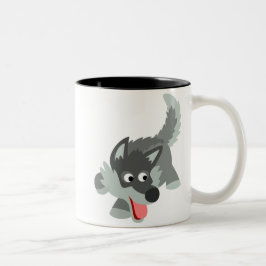 Niedliche Neugierige Cartoon Wolf Tasse