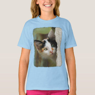 Niedliche Neugierige Katze Kätzchen Pinselspitzen T-Shirt