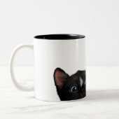 Niedliche neugierige Katze Zweifarbige Tasse (Links)