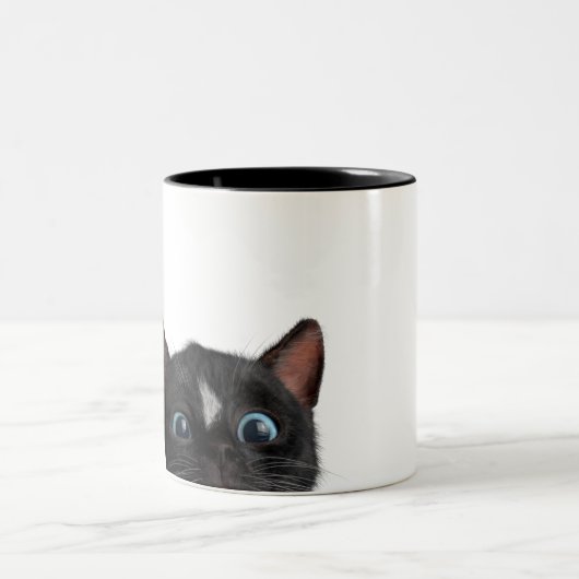 Niedliche neugierige Katze Zweifarbige Tasse (Mittel)