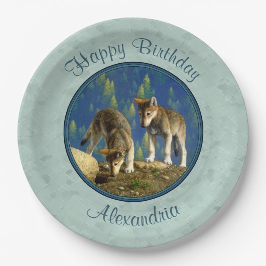 Niedliche Neugierige Welpen Pappteller (Vorderseite)