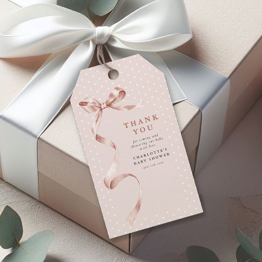 Niedliche neutrale Bow Ribbon Girl Babydusche Geschenkanhänger