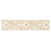 Niedliche, neutrale Goldbeige-Kat-Stammmuster Kurzer Tischläufer (Horizontal)