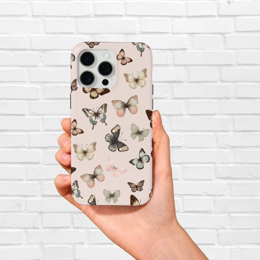 Niedliche neutrale Schmetterlinge, verdünnte Töne Case-Mate iPhone Hülle