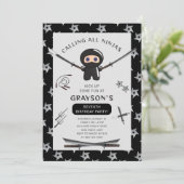 Niedliche Ninja Geburtstagsparty Einladung (Stehend Vorderseite)