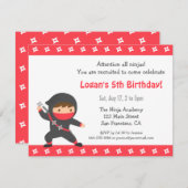Niedliche Ninja Kindergeburtstag Party Einladungen (Vorne/Hinten)
