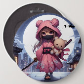 Niedliche Ninja-Kriegerin Button (Vorne & Hinten)