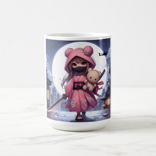 Niedliche Ninja-Kriegerin Kaffeetasse (Mittel)