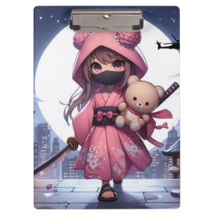 Niedliche Ninja-Kriegerin Klemmbrett
