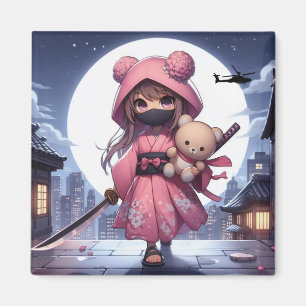 Niedliche Ninja-Kriegerin Magnet