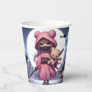 Niedliche Ninja-Kriegerin Pappbecher