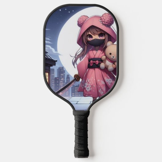 Niedliche Ninja-Kriegerin Pickleball Schläger (Vorderseite)