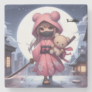 Niedliche Ninja-Kriegerin Steinuntersetzer