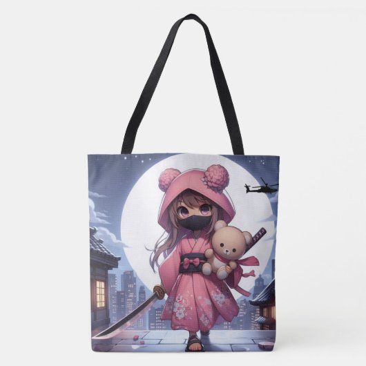 Niedliche Ninja-Kriegerin Tasche (Vorderseite)