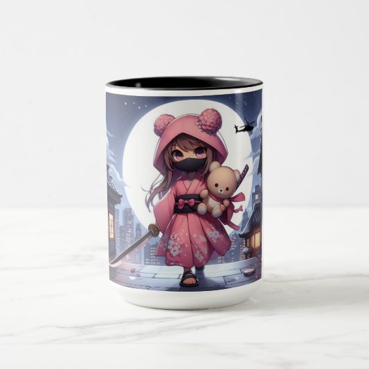 Niedliche Ninja-Kriegerin Tasse (Zentrum)