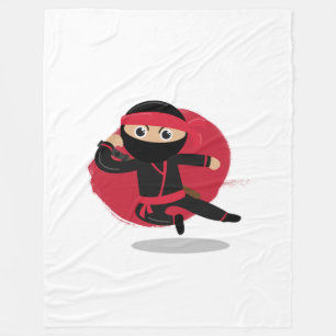 Niedliche Ninja Warrior Black & Red Kids Fleecedecke