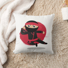 Niedliche Ninja Warrior Black & Red Kids Kissen
