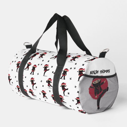 Niedliche Ninja Warrior Black & Red Kids School Duffle Bag (Rechte Ecke)