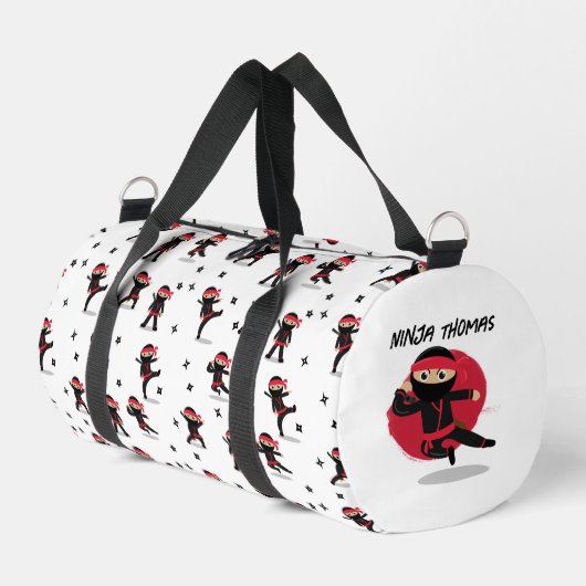 Niedliche Ninja Warrior Black & Red Kids School Duffle Bag (Linke Seite)